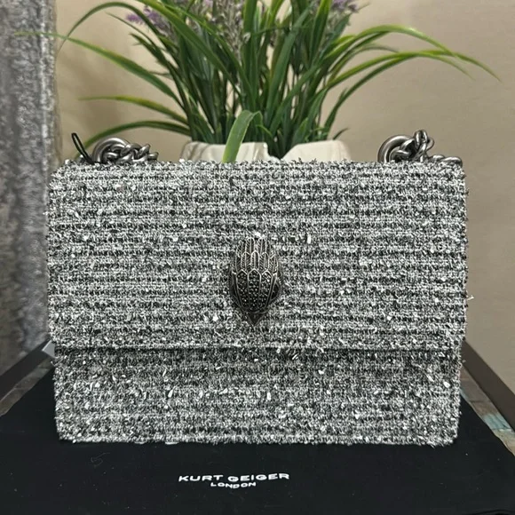 Kurt Geiger Small Shoreditch Metallic Tweed Crossbody Bag - Picture 1 of 13